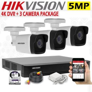 5MP CCTV 3 Cameras + 4K Lite DVR