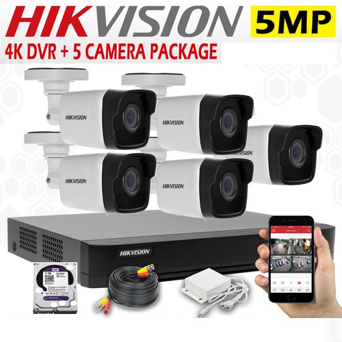 5MP CCTV 5 Cameras + 4K Lite DVR