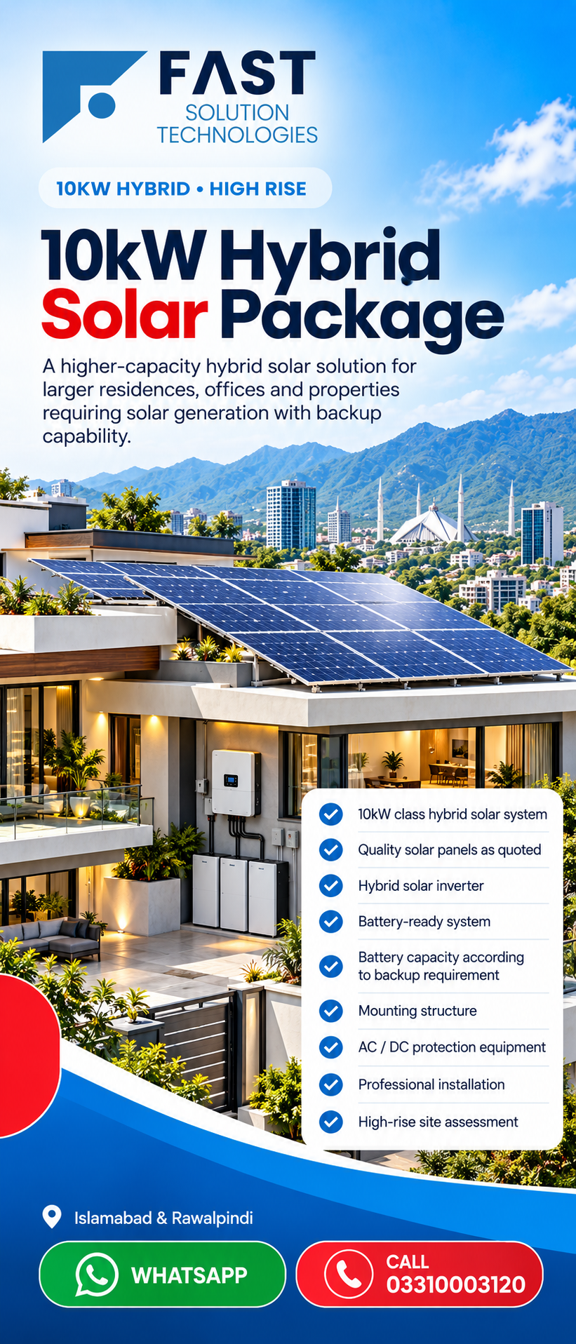 10kW Hybrid Solar Installation Islamabad Rawalpindi