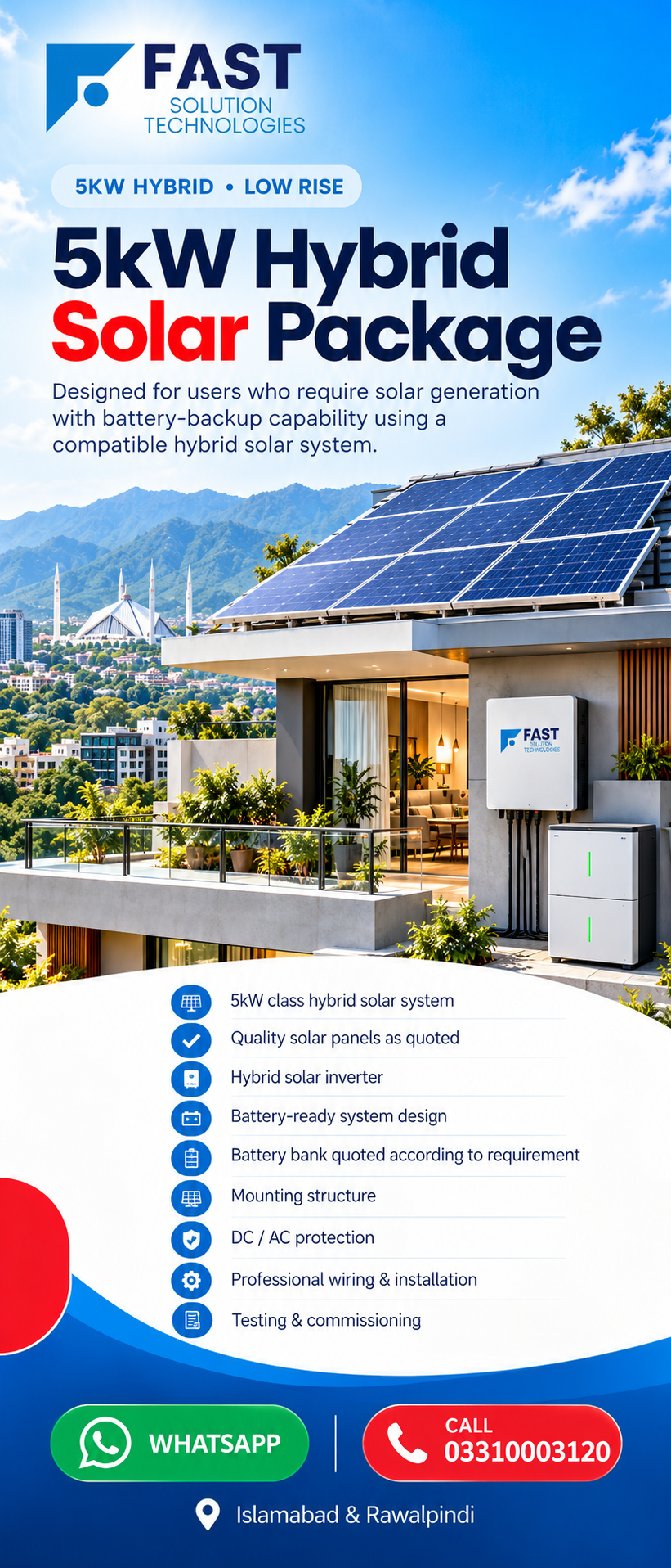 5kW Hybrid Solar Installation Islamabad Rawalpindi
