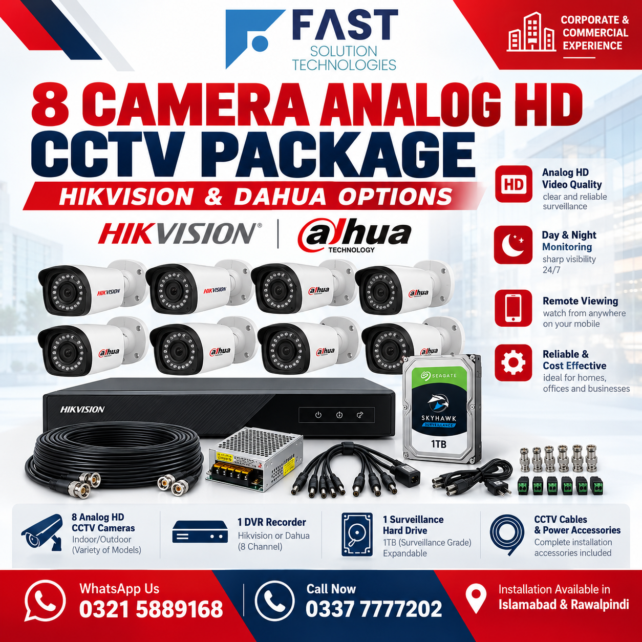 8 Camera Analog HD CCTV Package Islamabad Rawalpindi