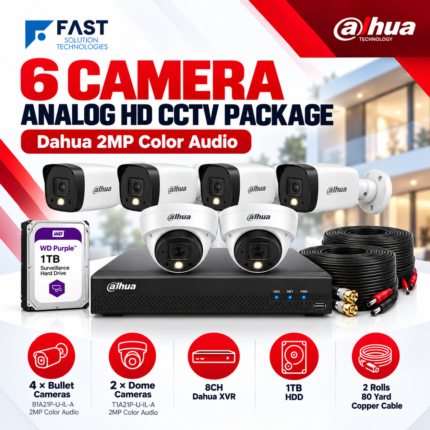 DAHUA 6 CAMERA ANALOG HD CCTV CAMERAS PACKAGE