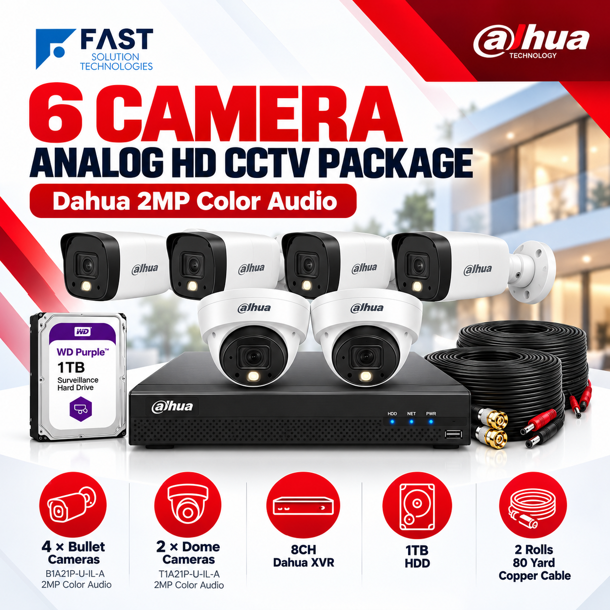 DAHUA 6 CAMERA ANALOG HD CCTV CAMERAS PACKAGE DAHUA 6 CAMERA ANALOG HD CCTV CAMERAS PACKAGE