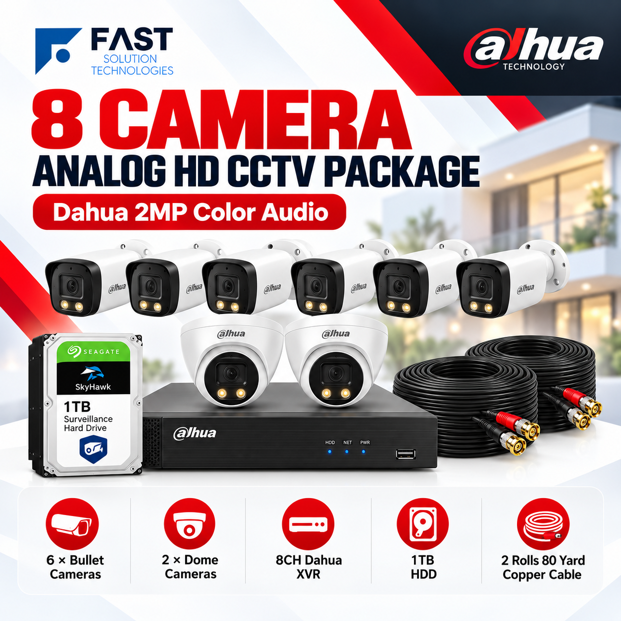 DAHUA 8 CAMERA ANALOG HD CCTV CAMERAS PACKAGE DAHUA 8 CAMERA ANALOG HD CCTV CAMERAS PACKAGE