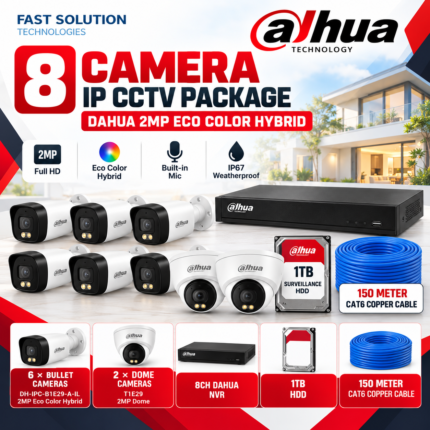 DAHUA 8 CAMERA IP PACKAGE CCTV