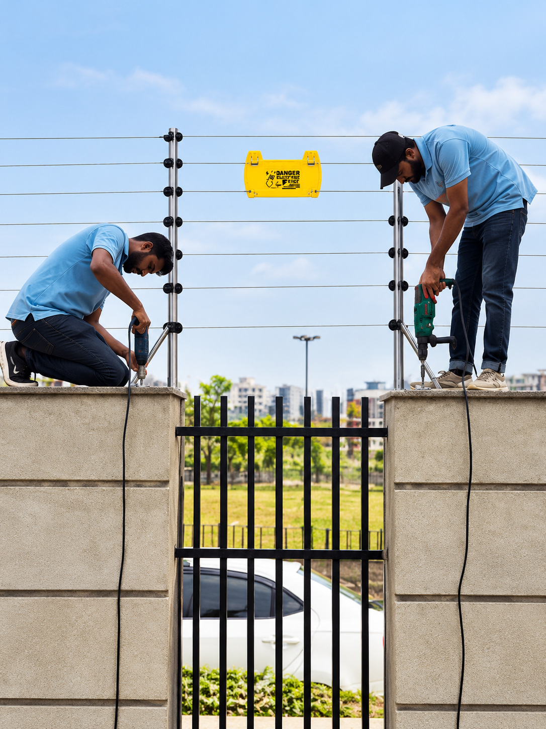 Electric Fence Boundary Wall Installation