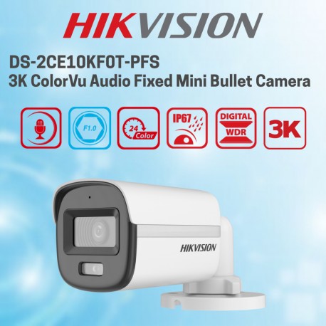 fst-0170-hikvision-ds-2ce10kf0t-pfs Hikvision DS-2CE10KF0T-PFS 3K 5MP COLOR+MIC Bullet - Image 1